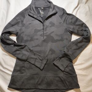 Mondetta Charcoal Camouflage Quarter-Zip Top Size M